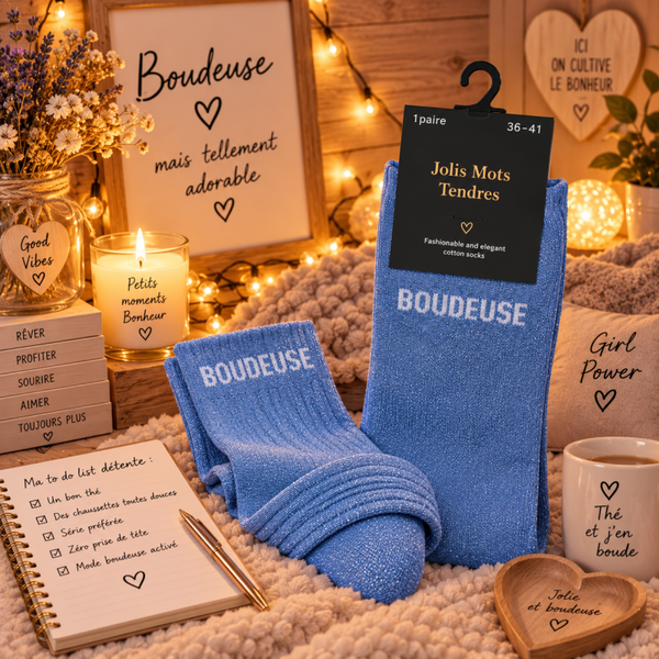 Chaussettes fun "Boudeuse" Bleu  TU 36/41
