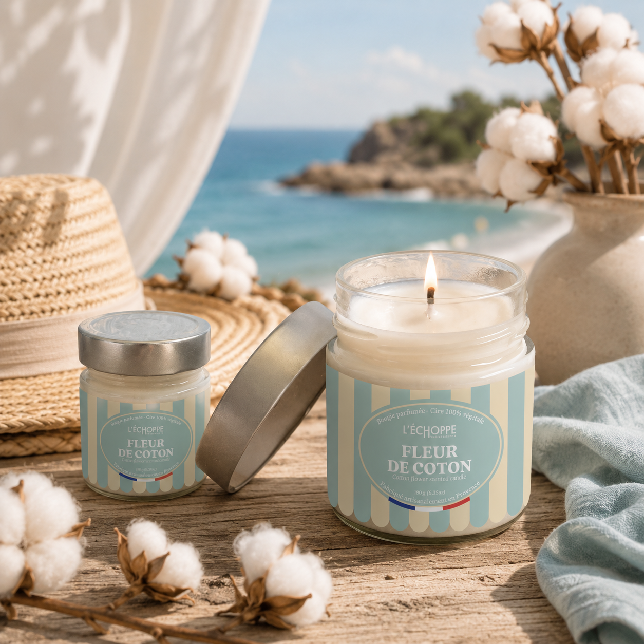 Bougie fleur de coton 180gr 45h de diffusion