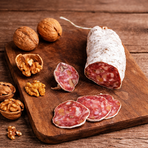 Saucisson sec aux noix artisanal (France)