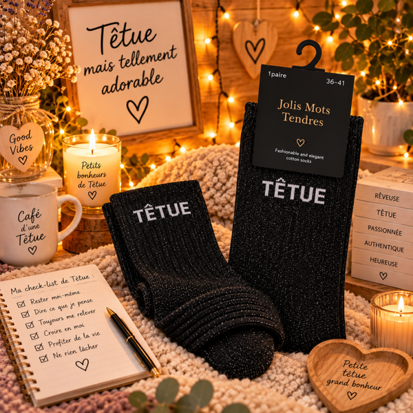 Chaussettes fun "Têtue" Noire  TU 36/41