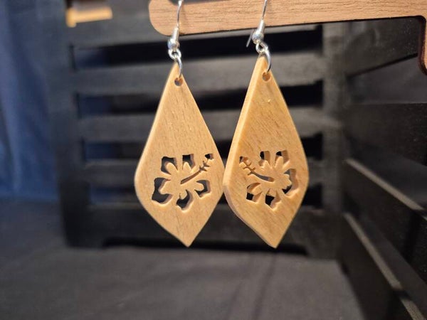 Boucles d'oreilles Hibiscus "cravate"