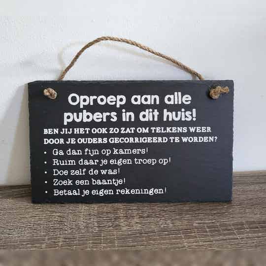 Ophangbord leisteen - Pubers