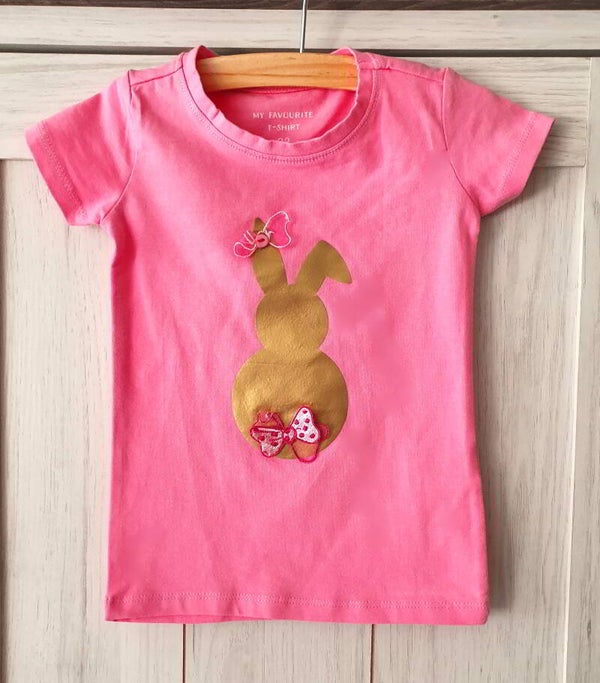 T-shirt meisje 'Konijn roos'