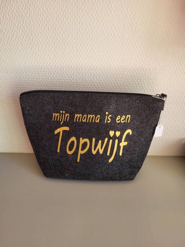 Vilten toilettas grijs - Topwijf Mama