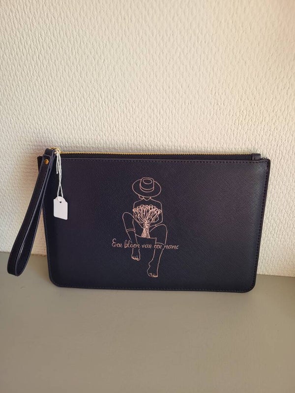 Clutch tas navy - Een bloem van een mama