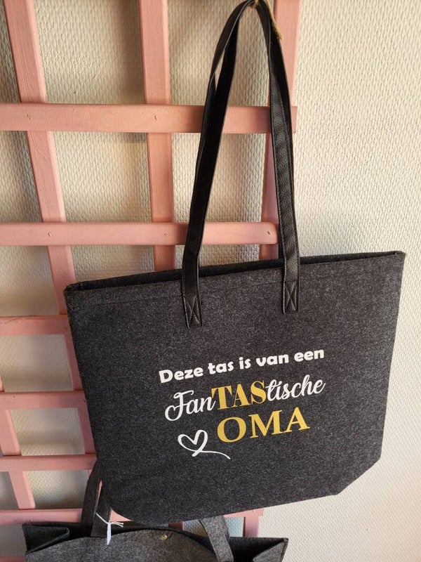 Luxe vilten tas donker grijs - Oma
