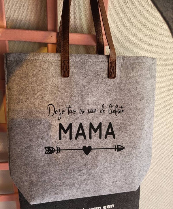 Luxe vilten tas licht grijs - Mama