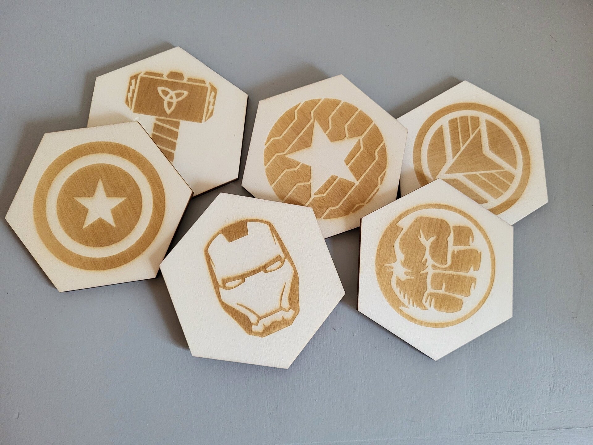 Houten onderzetters - Marvel set