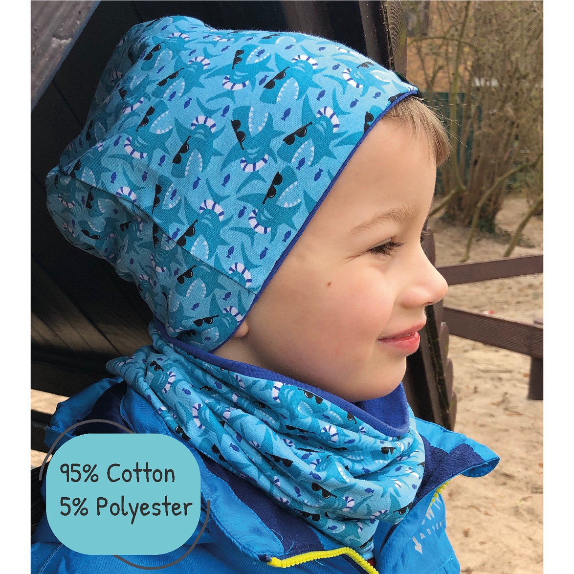 Haai kindermuts & lus sjaal set