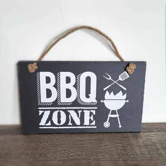 Ophangbord leisteen - BBQ zone