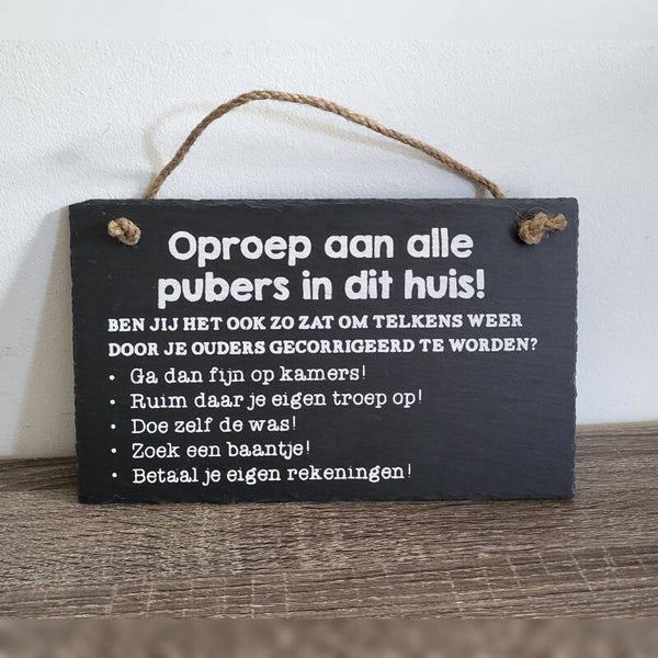 Ophangbord leisteen - Pubers