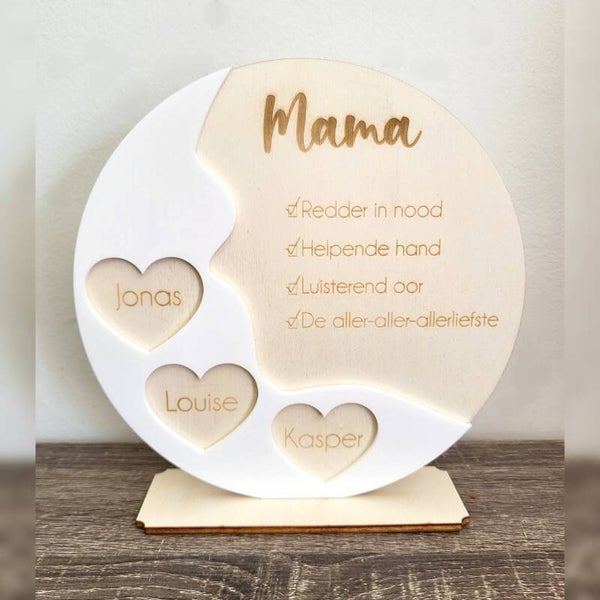 Cirkel met hartjes - Hout/Plexi