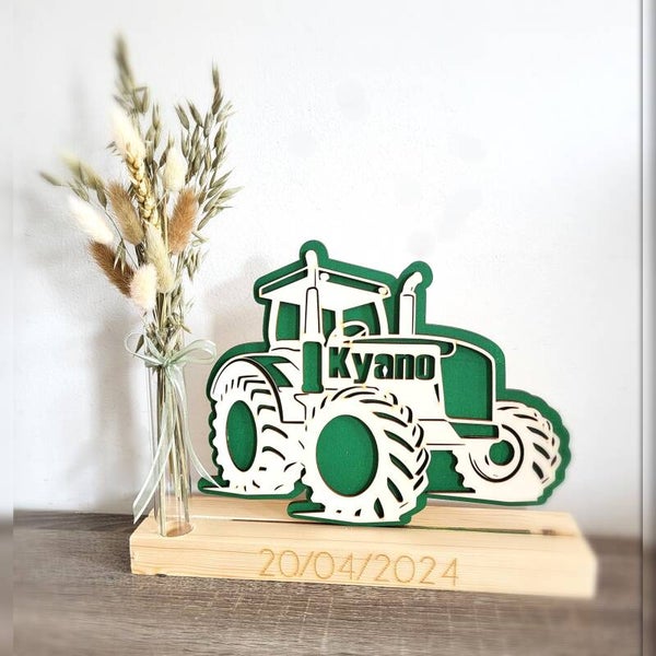 Tractor op blok droogbloemen