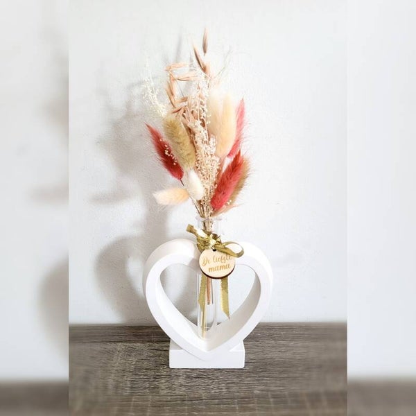 Vaas hart droogbloemen