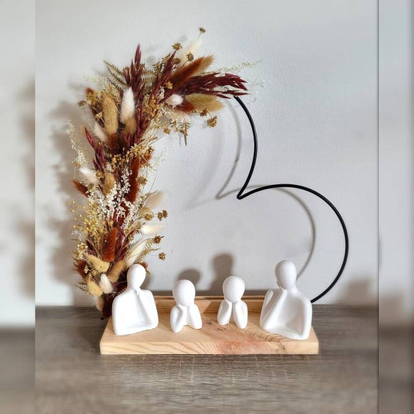 Familie hart droogbloemen