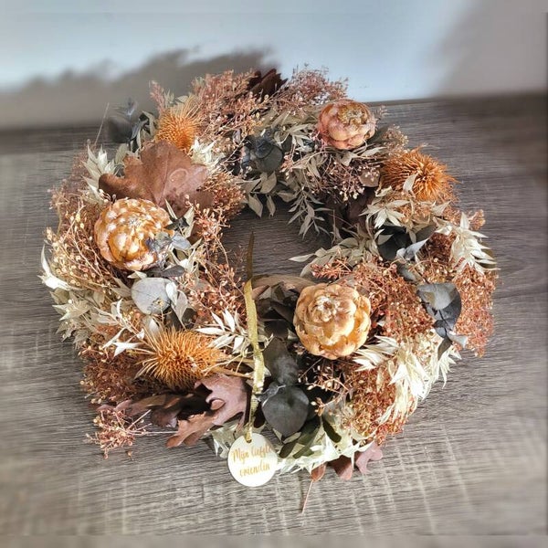 Droogbloemen krans - Naturel