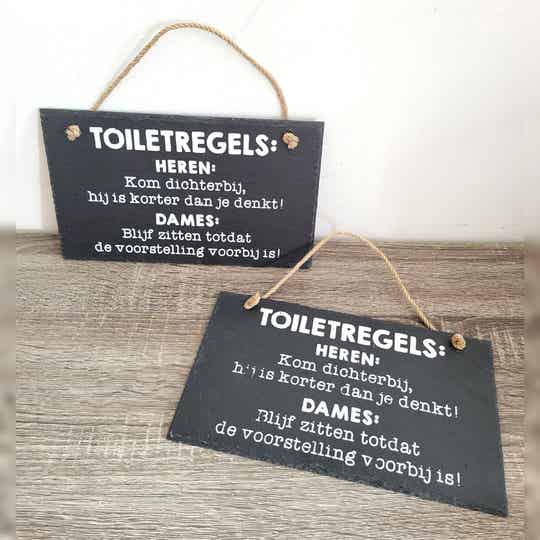 Ophangbord leisteen - Toiletregels