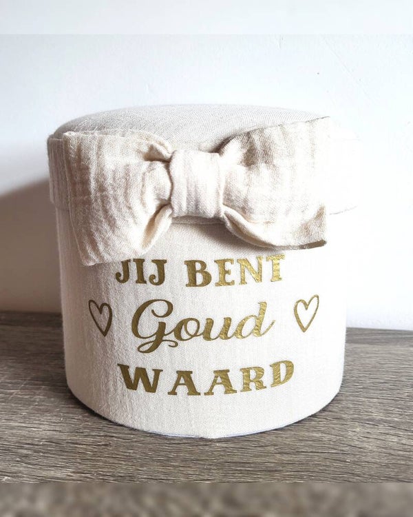 Tetra ronde doos ecru - Goud