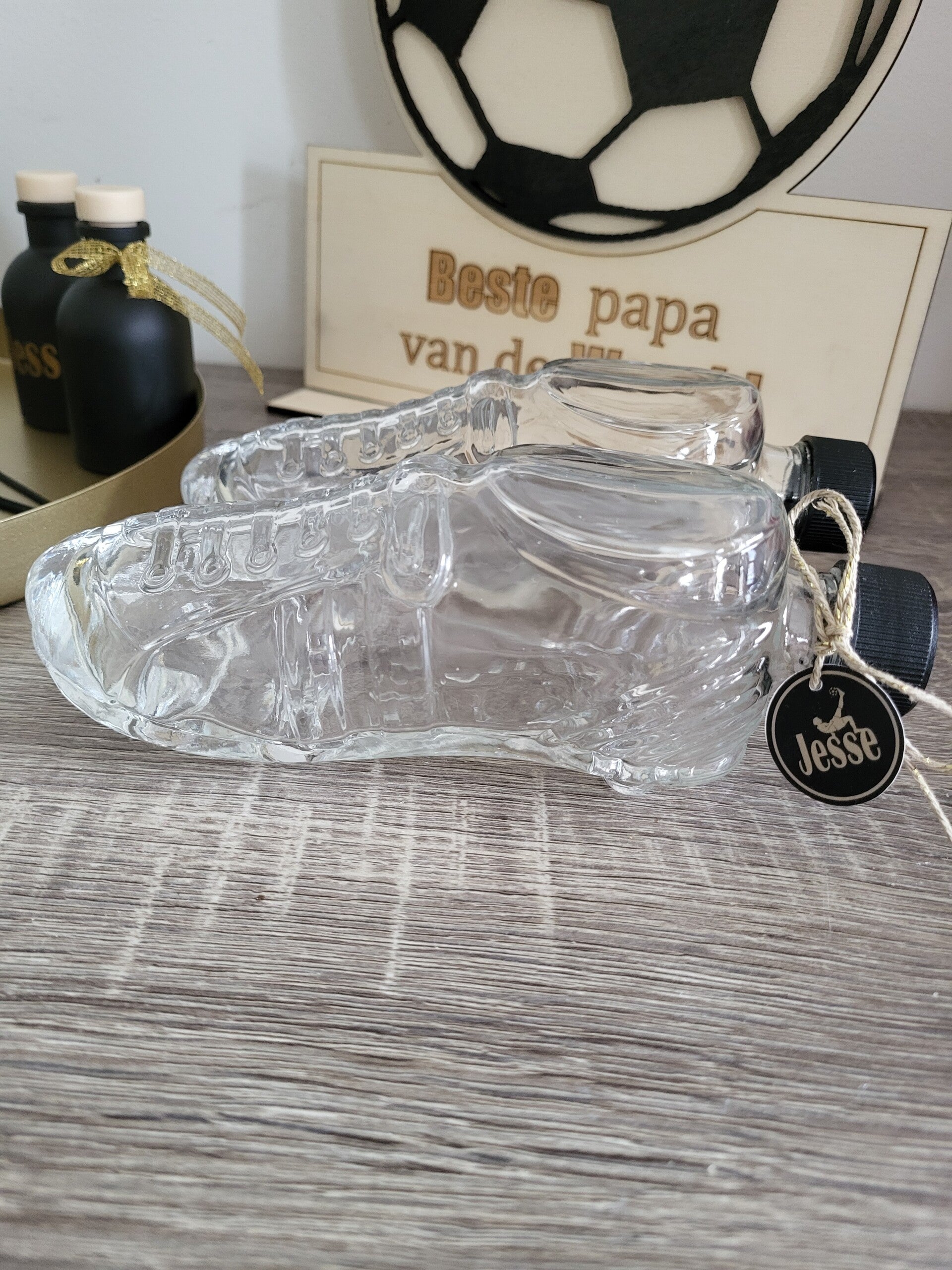 Glazen Voetbalschoen fles 200ml