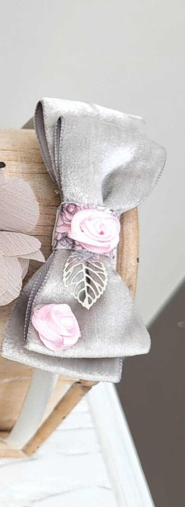 Diadeem fluwele strik zilver