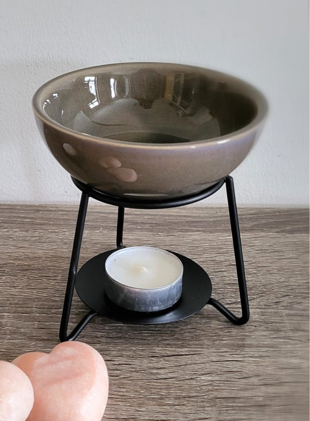 Geurbrander bowl keramiek grijs