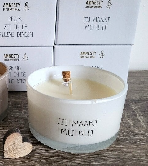 Flessenpost kaars - Jij maakt me blij