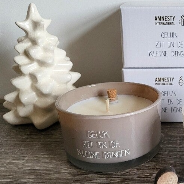 Flessenpost kaars - Geluk zit in de kleine dingen