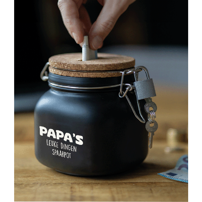 Spaarpot zwart - Papa