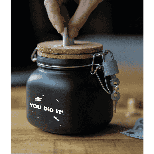 Spaarpot zwart - You did it!