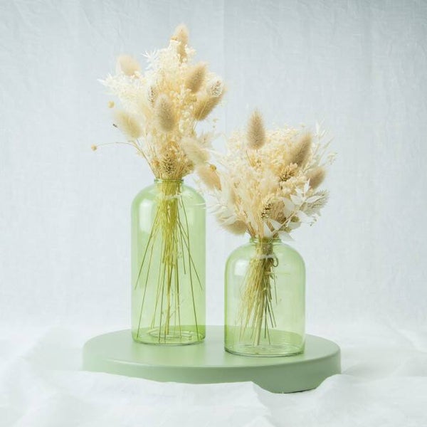 Set glazen vazen - Zijdegroen