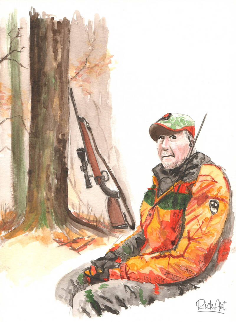 Akvarell porträtt av jägare