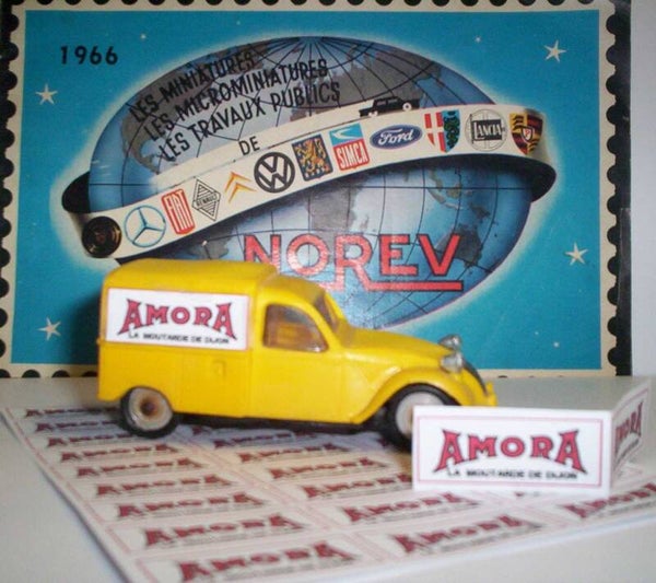 Norev paire Pub Amora adhésive pour Citroen 2cv Fourgonnette Norev
