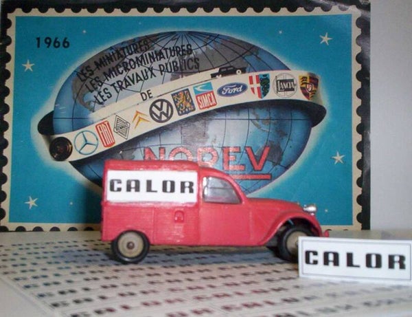 Norev paire Pub Calor N/B adhésive pour Citroen 2cv Fourgonnette Norev