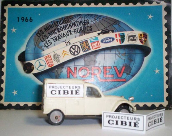 Norev paire Pub Cibié adhésive pour Citroen 2cv Fourgonnette Norev