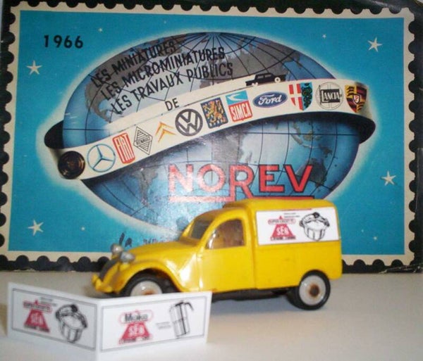 Norev paire Pub Seb adhésive pour Citroen 2cv Fourgonnette Norev