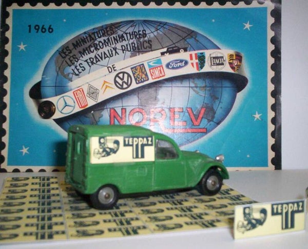 Norev paire Pub Teppaz type 1 adhésive pour Citroen 2cv Fourgonnette Norev
