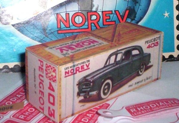 Reproduction boites Norev ancienne 1er série  Peugeot 403 berline