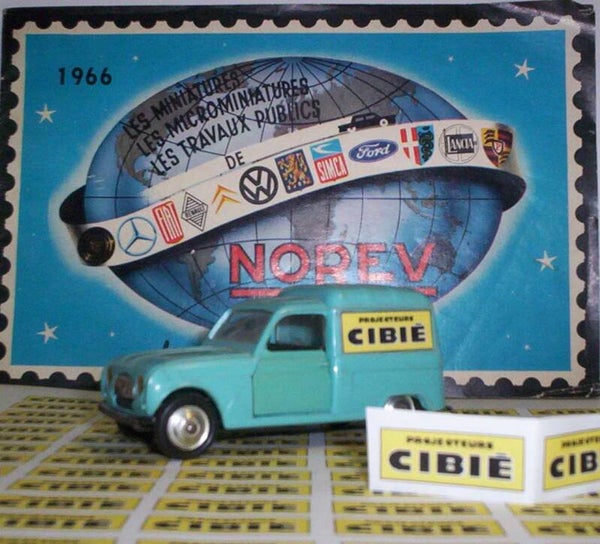 Norev paire Pub Cibié adhésive pour Renault 4 l Fourgonnette Norev
