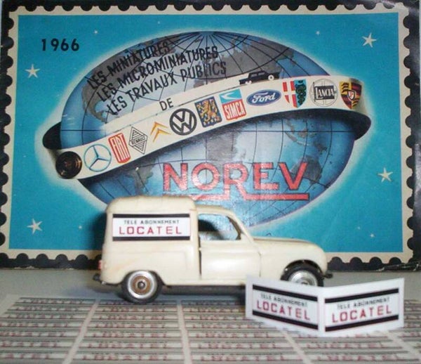 Norev paire Pub Locatel adhésive pour Renault 4 l Fourgonnette Norev