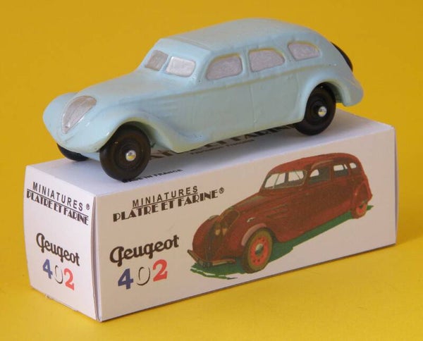 Plâtre & Farine Peugeot 402 Berline bleue clair surmoulage JRD fin de stock