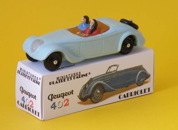 Plâtre & Farine Peugeot 402 cabriolet bleue clair surmoulage JRD fin de stock