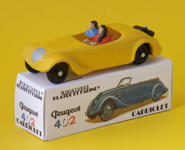 Plâtre & Farine Peugeot 402 cabriolet jaune surmoulage JRD fin de stock