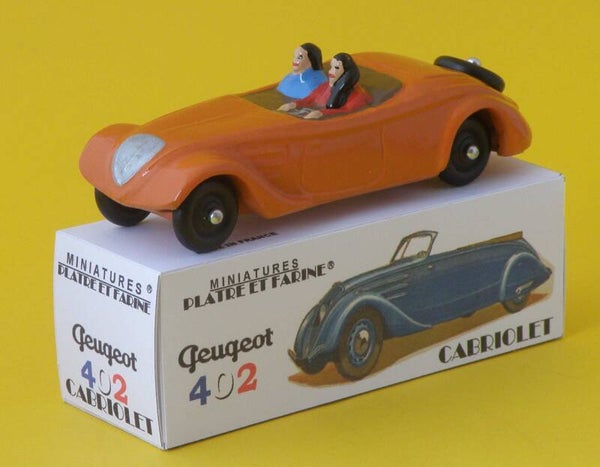 Plâtre & Farine Peugeot 402 cabriolet orange surmoulage JRD fin de stock
