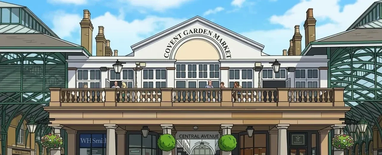 Covent Garden Market entrance, representing Flossies Fine Foods' trusted food and dairy delivery service for cafes and restaurants across Central London and the West End.
