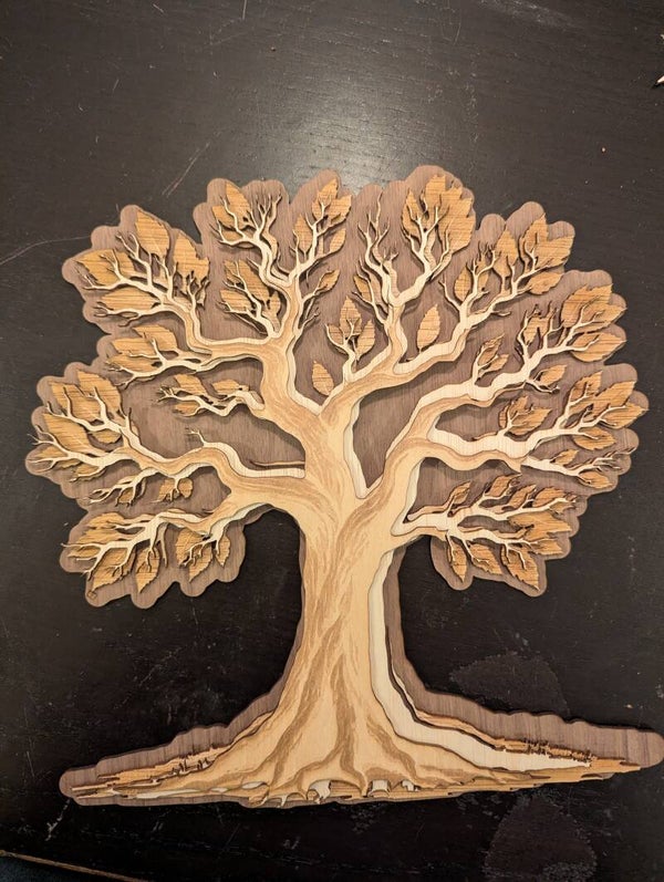 Gelaagd houten kunstwerk