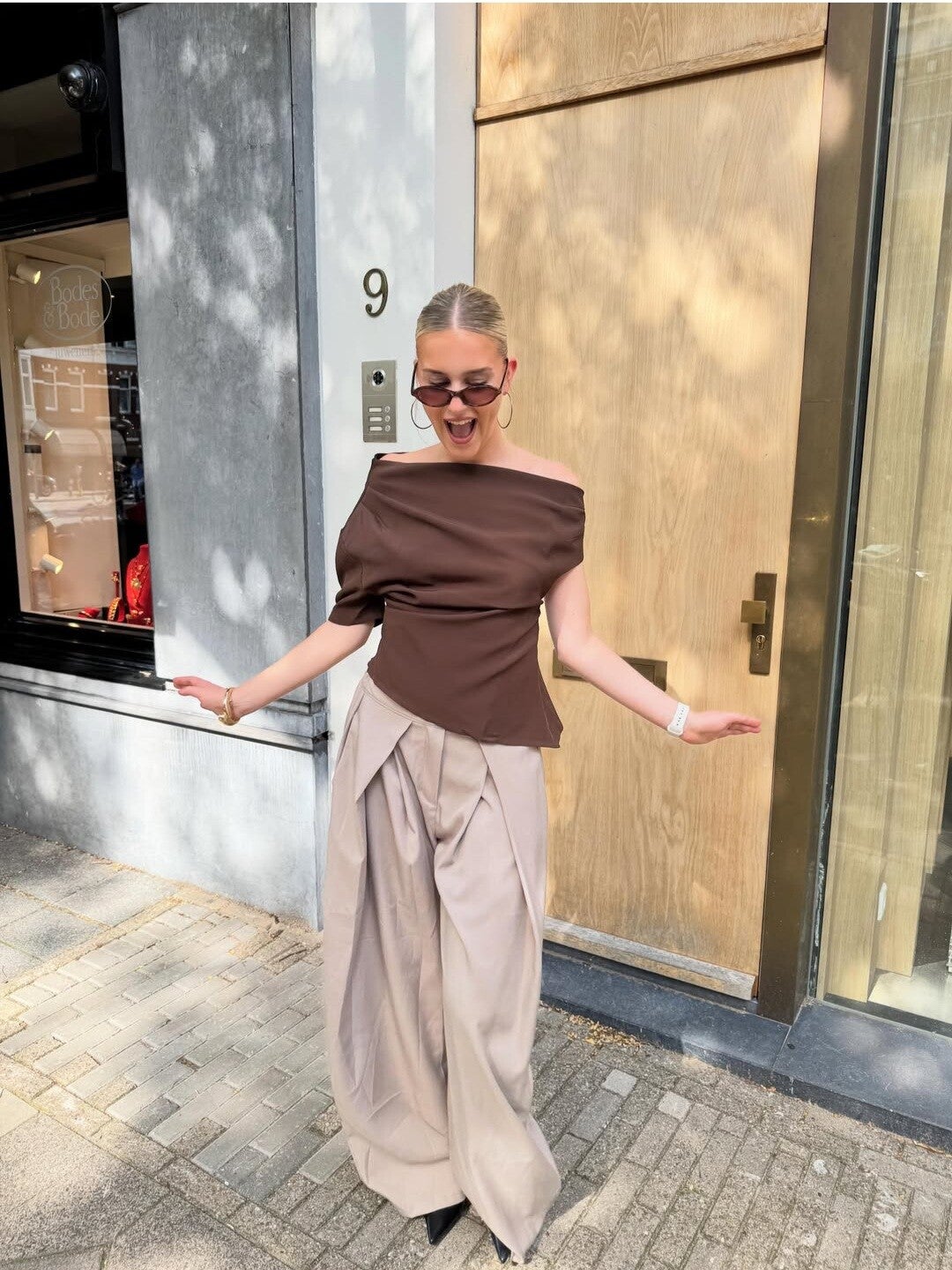 Extra Long Wide Leg Broek - Beige