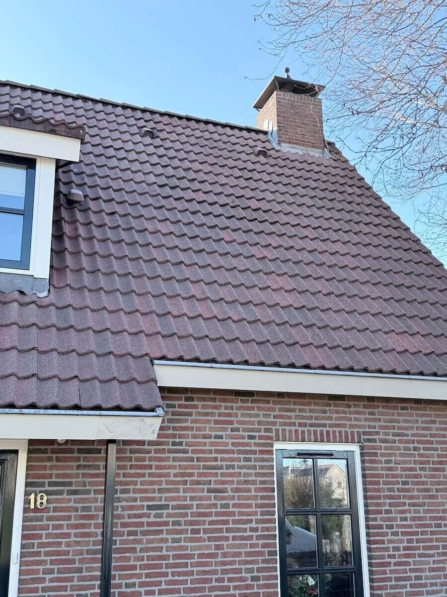 Schone dakpannen na reiniging