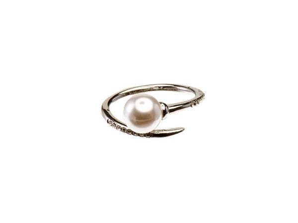 Anello aperto con perla e zirconi