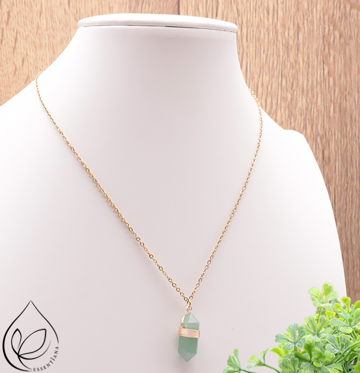 Collier BOHO doré Aventurine verte