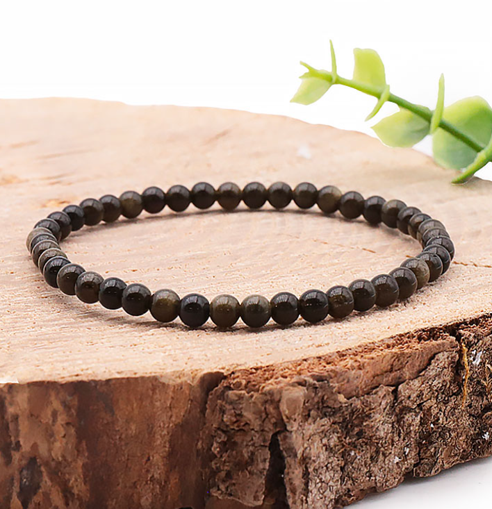 Bracelet Obsidienne Dorée